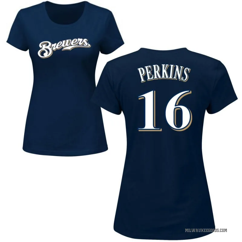 Blake Perkins Women's Navy Milwaukee Brewers Roster T-Shirt -