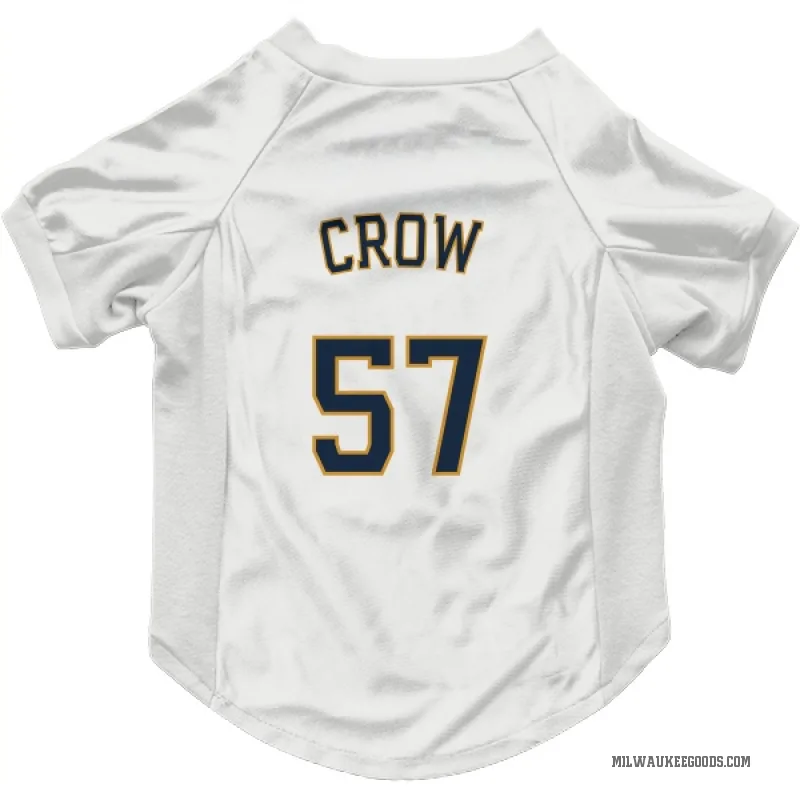Coleman Crow  White Milwaukee Brewers  Cat & Dog Pet Jersey