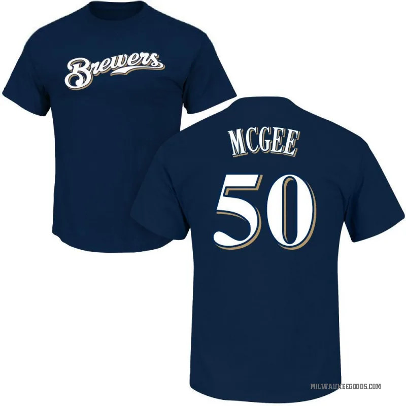 Easton McGee Men's Navy Milwaukee Brewers Roster T-Shirt -