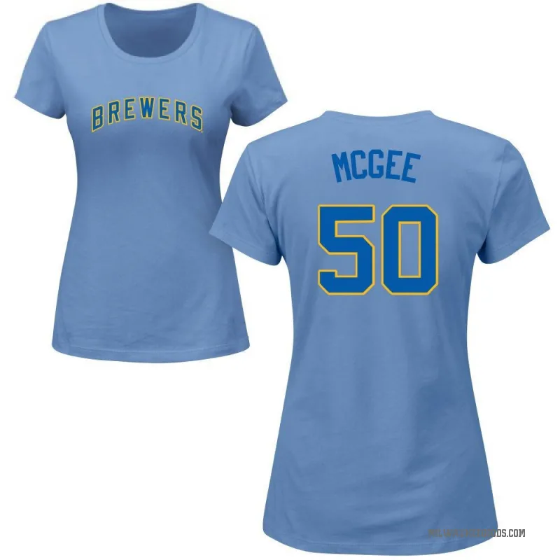 Easton McGee Women's LightBlue Milwaukee Brewers Roster T-Shirt - Light Blue