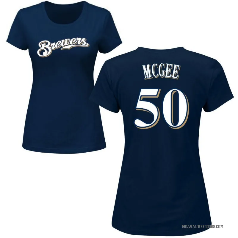 Easton McGee Women's Navy Milwaukee Brewers Roster T-Shirt -