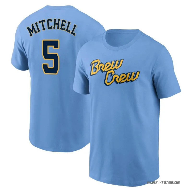 Garrett Mitchell Men's Blue Milwaukee Brewers Powder 2022 City Connect T-Shirt