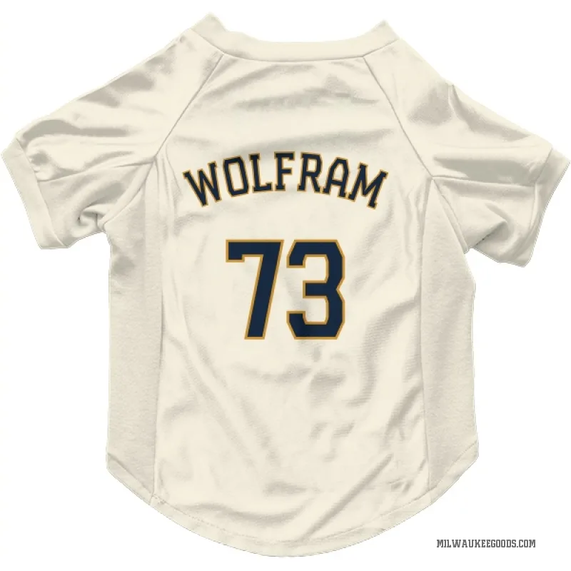 Grant Wolfram Cream Milwaukee Brewers Cat & Dog Pet Jersey