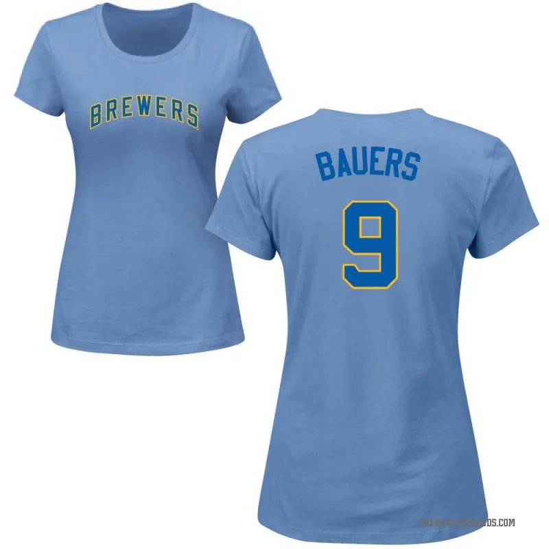 Jake Bauers Women's LightBlue Milwaukee Brewers Roster T-Shirt - Light Blue