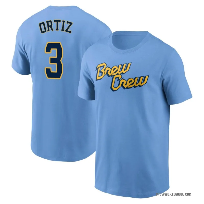Joey Ortiz Men's Blue Milwaukee Brewers Powder 2022 City Connect T-Shirt