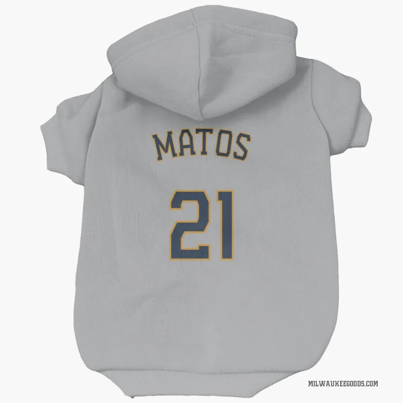 Luis Matos  Gray Milwaukee Brewers  Cat & Dog Pet Hoodie