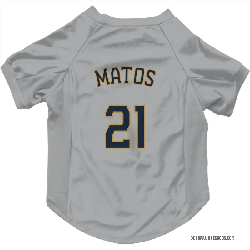 Luis Matos  Gray Milwaukee Brewers  Cat & Dog Pet Jersey