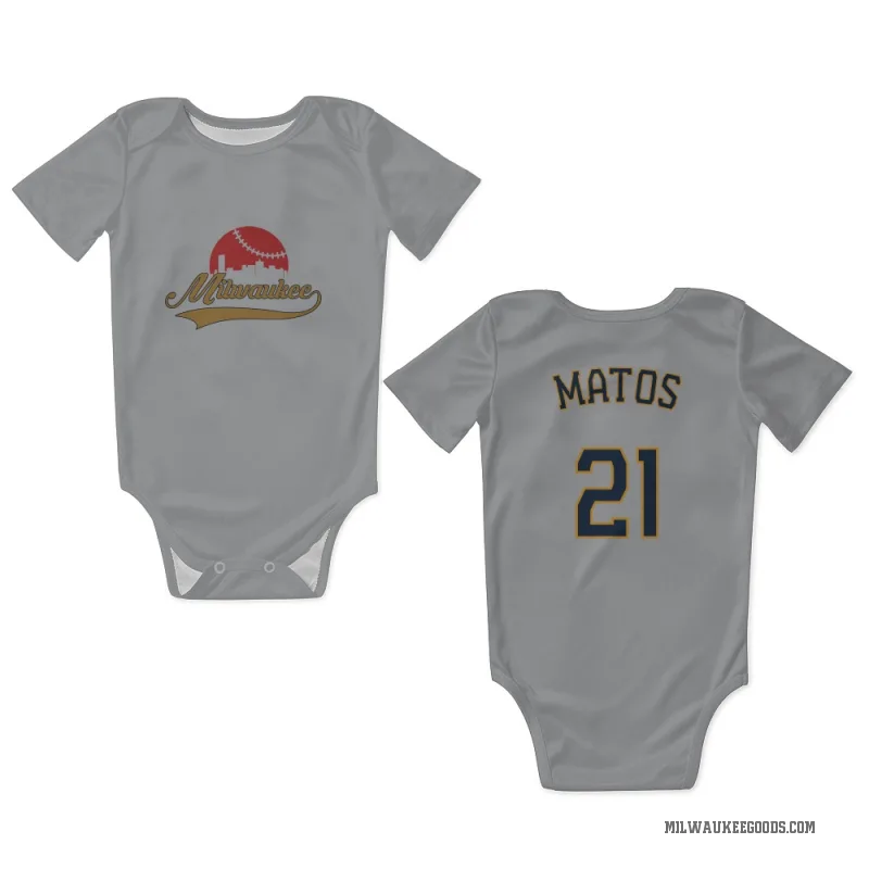 Luis Matos  Gray Milwaukee Brewers  Newborn & Infant Bodysuit