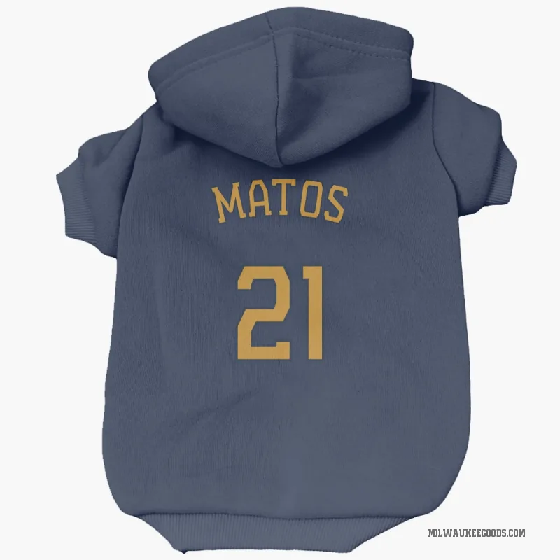 Luis Matos  Navy Milwaukee Brewers  Cat & Dog Pet Hoodie