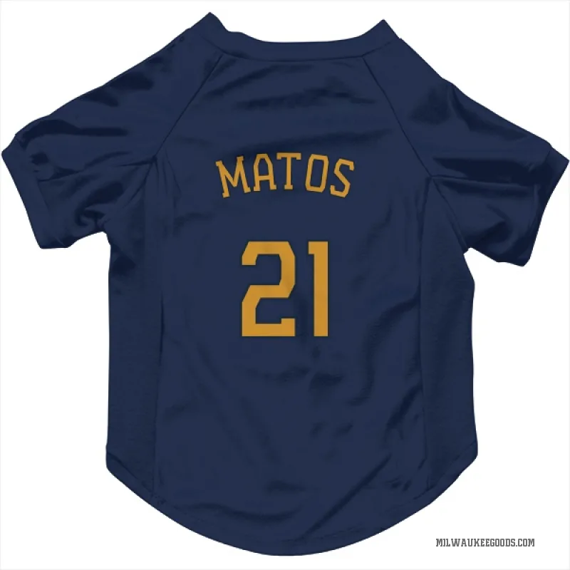 Luis Matos  Navy Milwaukee Brewers  Cat & Dog Pet Jersey