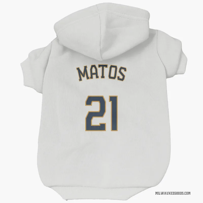 Luis Matos  White Milwaukee Brewers  Cat & Dog Pet Hoodie