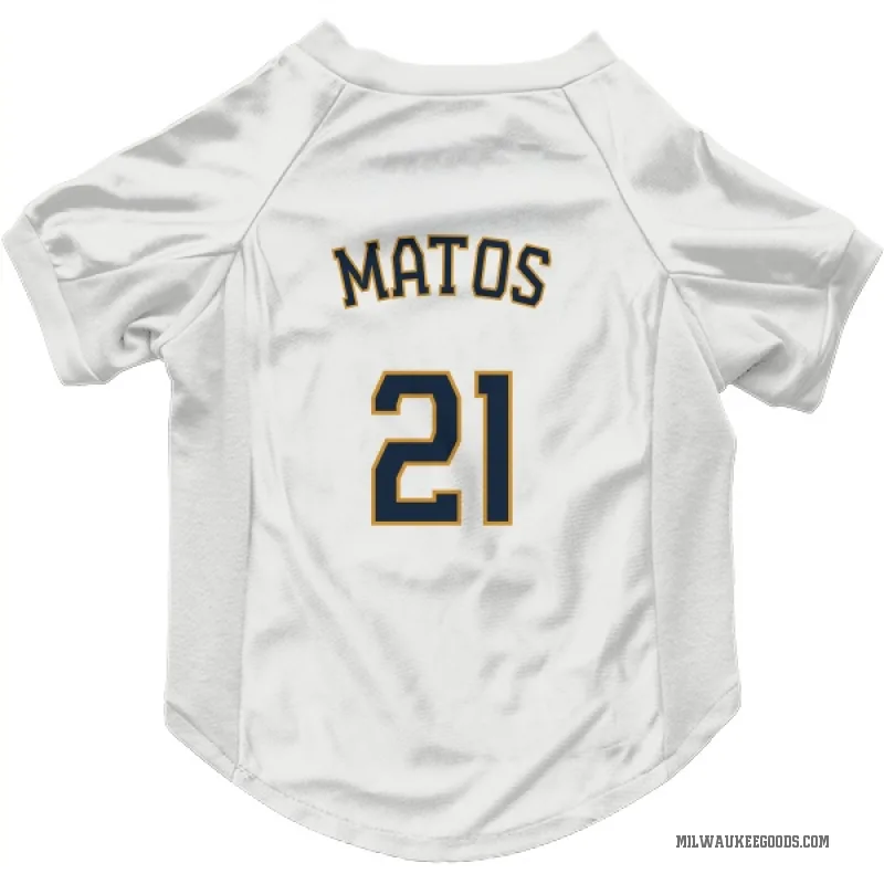 Luis Matos  White Milwaukee Brewers  Cat & Dog Pet Jersey