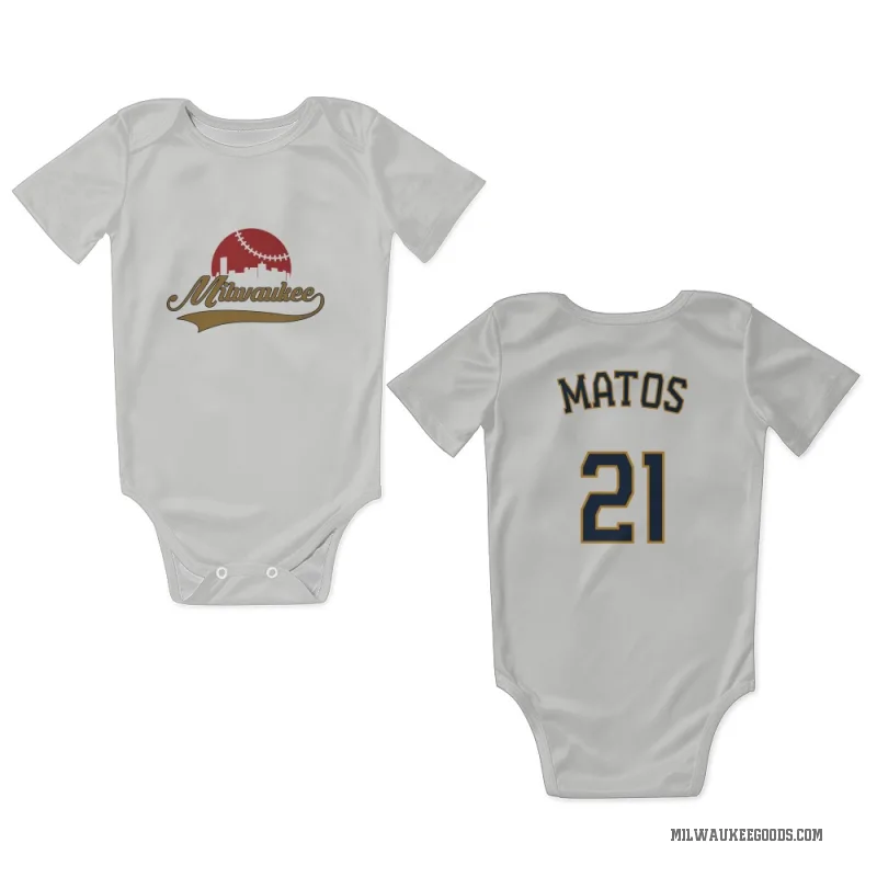 Luis Matos  White Milwaukee Brewers  Newborn & Infant Bodysuit