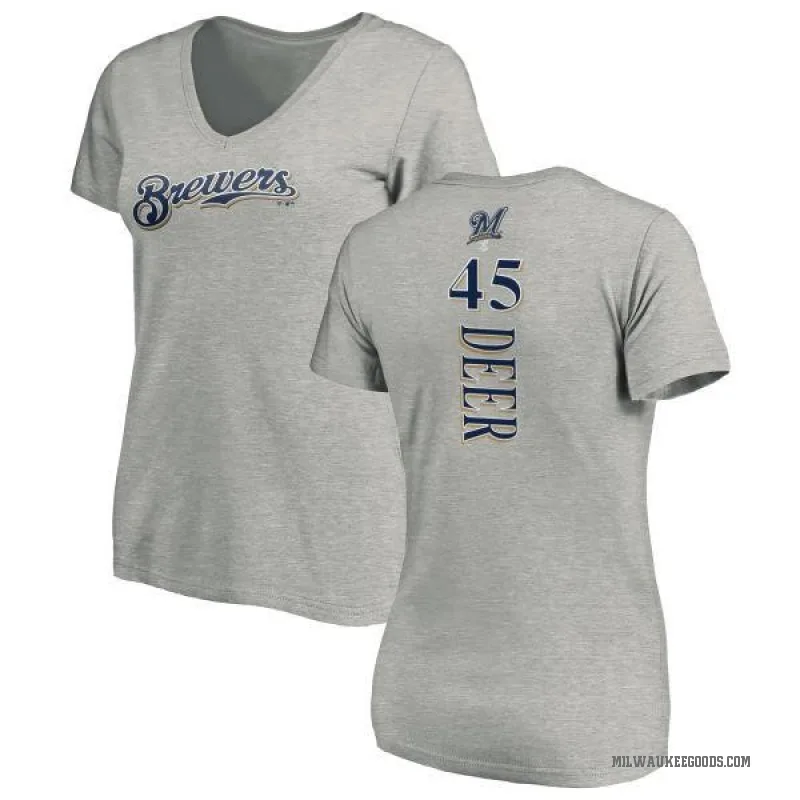 Rob Deer Women's Ash Milwaukee Brewers Backer Slim Fit T-Shirt -