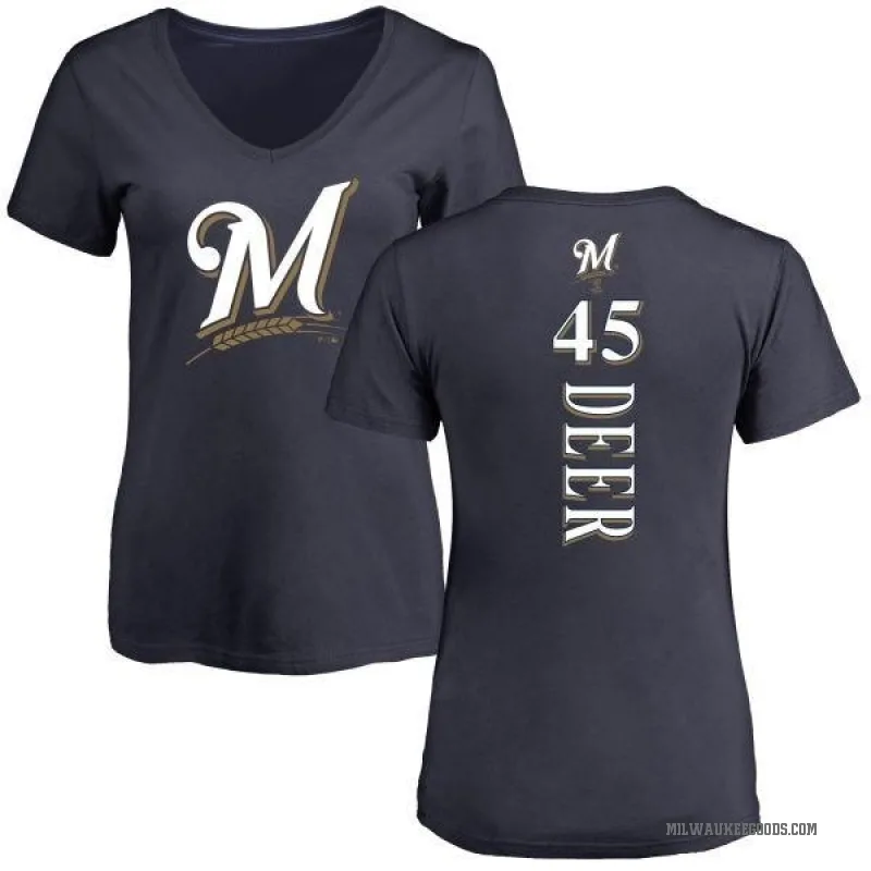 Rob Deer Women's Navy Milwaukee Brewers Backer Slim Fit T-Shirt -