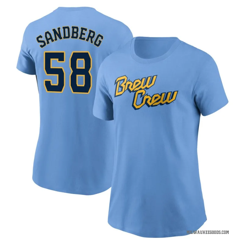Ryan Sandberg Women's Blue Milwaukee Brewers Powder 2022 City Connect T-Shirt