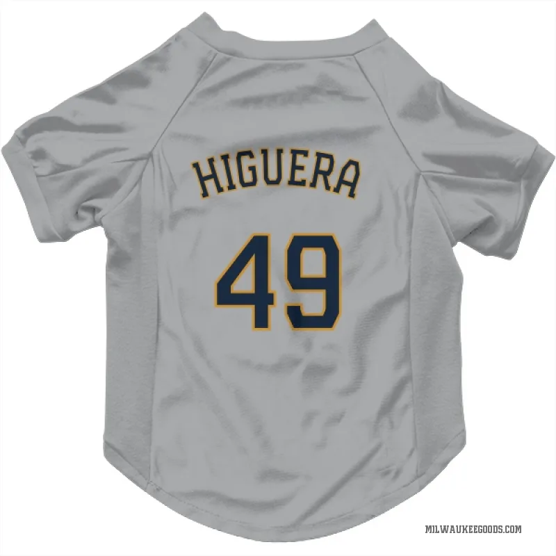 Teddy Higuera  Gray Milwaukee Brewers  Cat & Dog Pet Jersey
