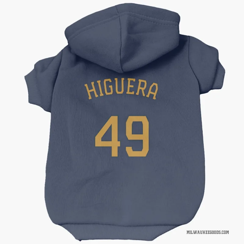 Teddy Higuera  Navy Milwaukee Brewers  Cat & Dog Pet Hoodie
