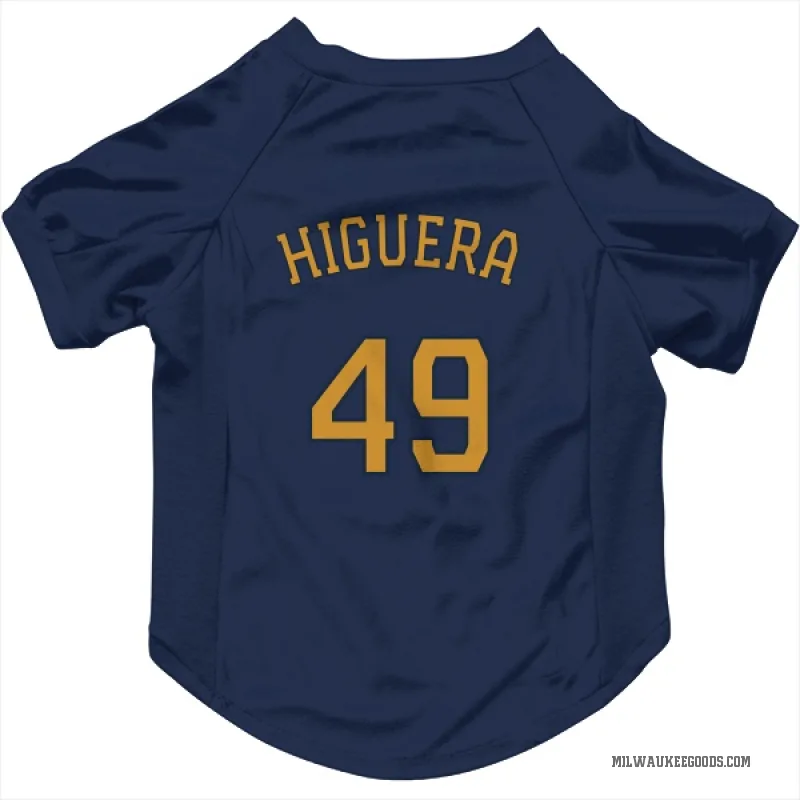 Teddy Higuera  Navy Milwaukee Brewers  Cat & Dog Pet Jersey