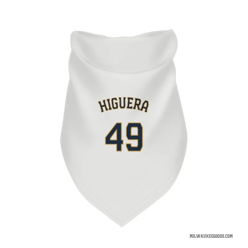 Teddy Higuera  White Milwaukee Brewers  Cat & Dog Pet Bandana