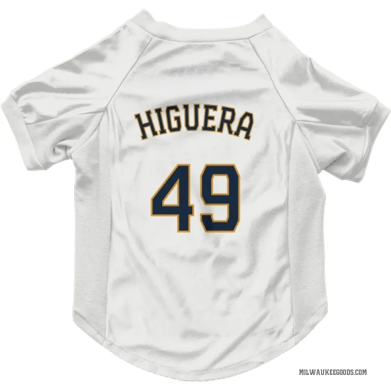 Teddy Higuera  White Milwaukee Brewers  Cat & Dog Pet Jersey